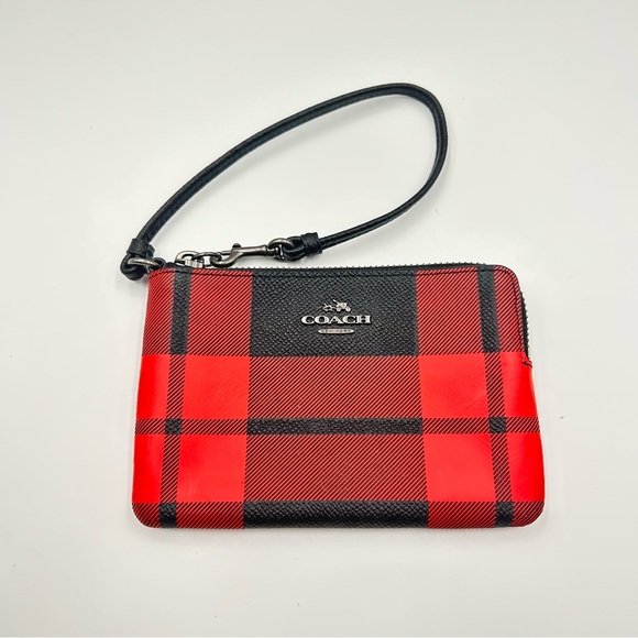 Coach | Bags | Coach Red And Black Checkered Wristlet Buffalo Wild ...